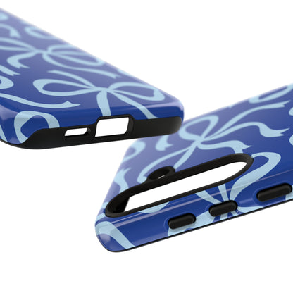 Bold Cobalt Blue and Powder Blue Bow Pattern Phone Case