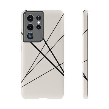 Samsung Galaxy S21 Ultra / Glossy Phone Case - Abstract White with Black Lines Phone Case