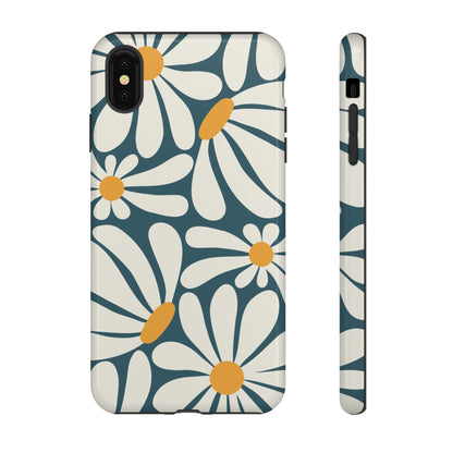 iPhone XS MAX / Glossy Phone Case - Retro Blue Daisy Pattern Phone Case