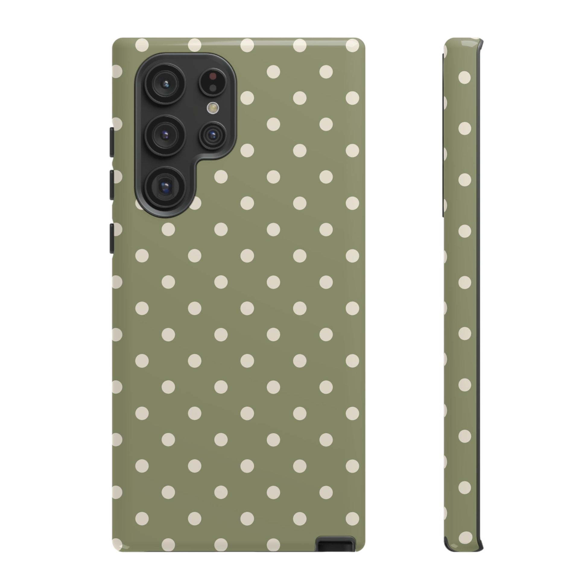 Samsung Galaxy S22 Ultra / Glossy Phone Case - ’Green & White Dot Pattern’ Phone Case