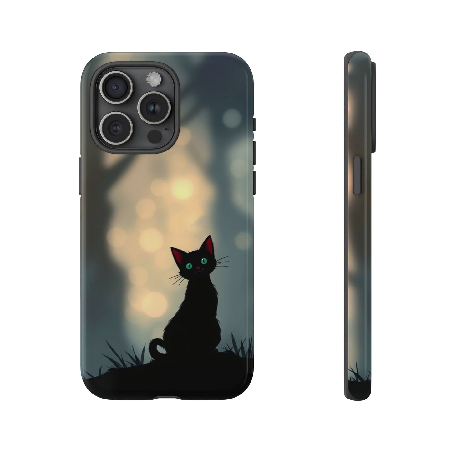 iPhone 15 Pro Max / Glossy Phone Case - Gothic Cat Design Phone Case