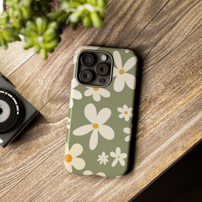 Chic Green Daisy Pattern Phone Case - Green Phone Case