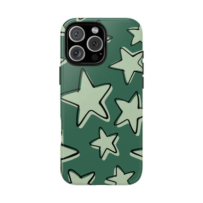Forest Green Doodle Star Phone Case