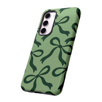 Bold Sage Green and Forest Green Bow Pattern Phone Case - Green Phone Case