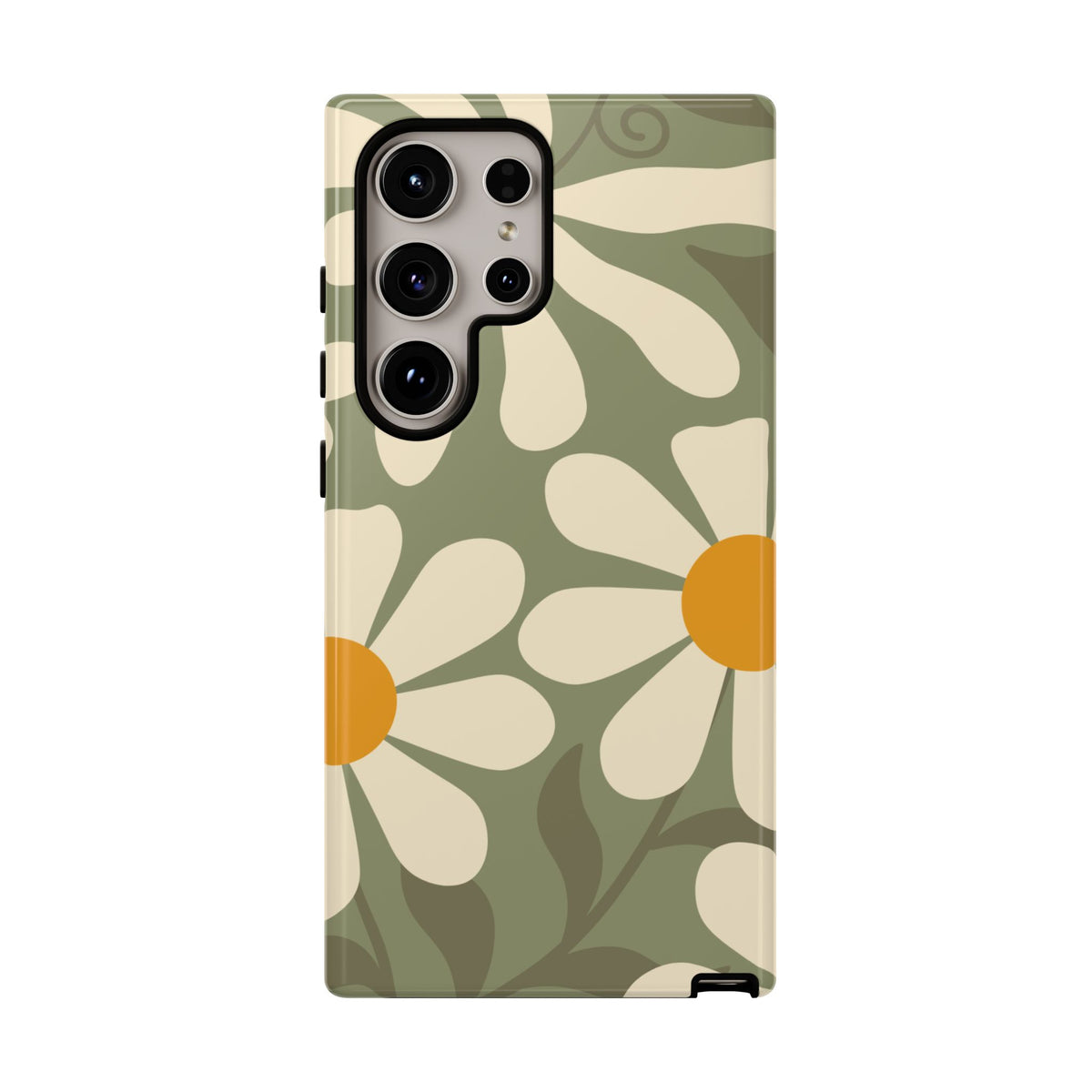Retro Green Daisy Pattern #2 Phone Case - Green Phone Case - Samsung Galaxy S24 Ultra / Glossy