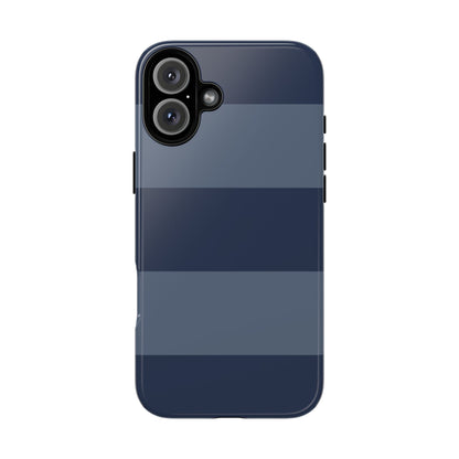 Dark Blue Horizontal Stripe Pattern Phone Case - Blue Phone Case - iPhone 16 Plus / Glossy