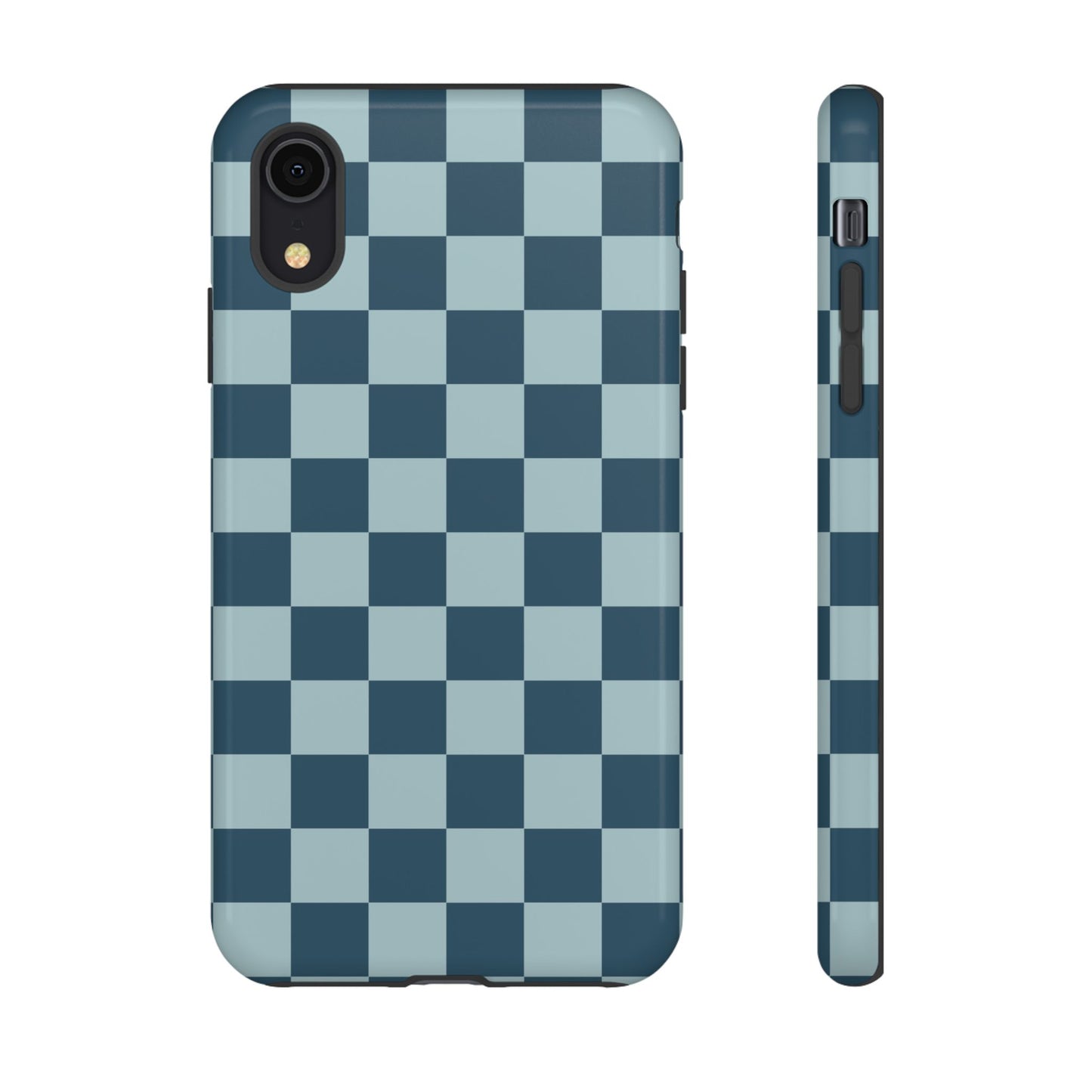 iPhone XR / Glossy Phone Case - ’Blue Checkered Pattern’ Phone Case