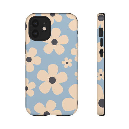 Cute Light Blue & Cream Daisy Pattern Phone Case - Blue Phone Case - iPhone 12 Mini / Glossy