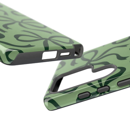 Bold Sage Green and Forest Green Bow Pattern Phone Case