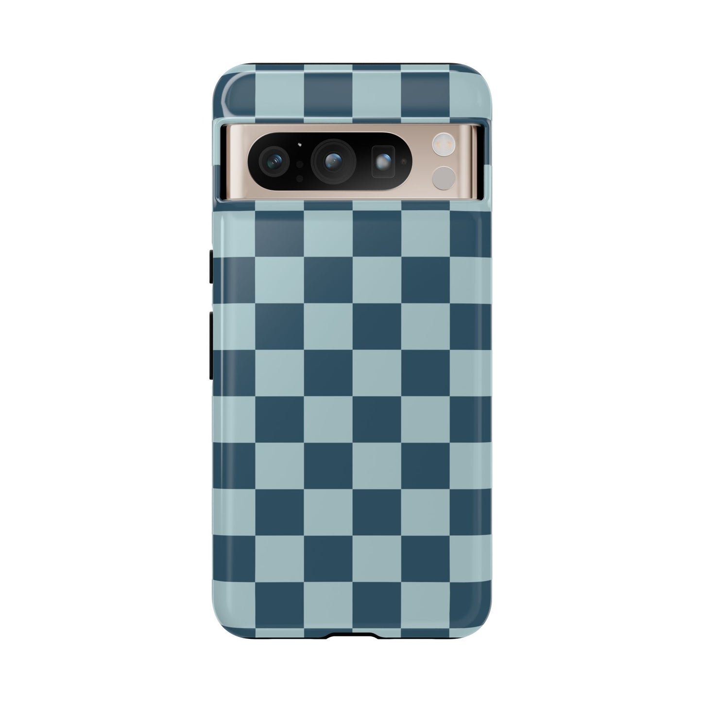 Google Pixel 8 Pro / Glossy Phone Case - ’Blue Checkered Pattern’ Phone Case