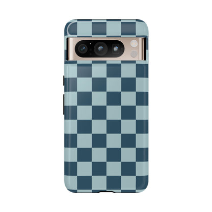 Google Pixel 8 Pro / Glossy Phone Case - ’Blue Checkered Pattern’ Phone Case