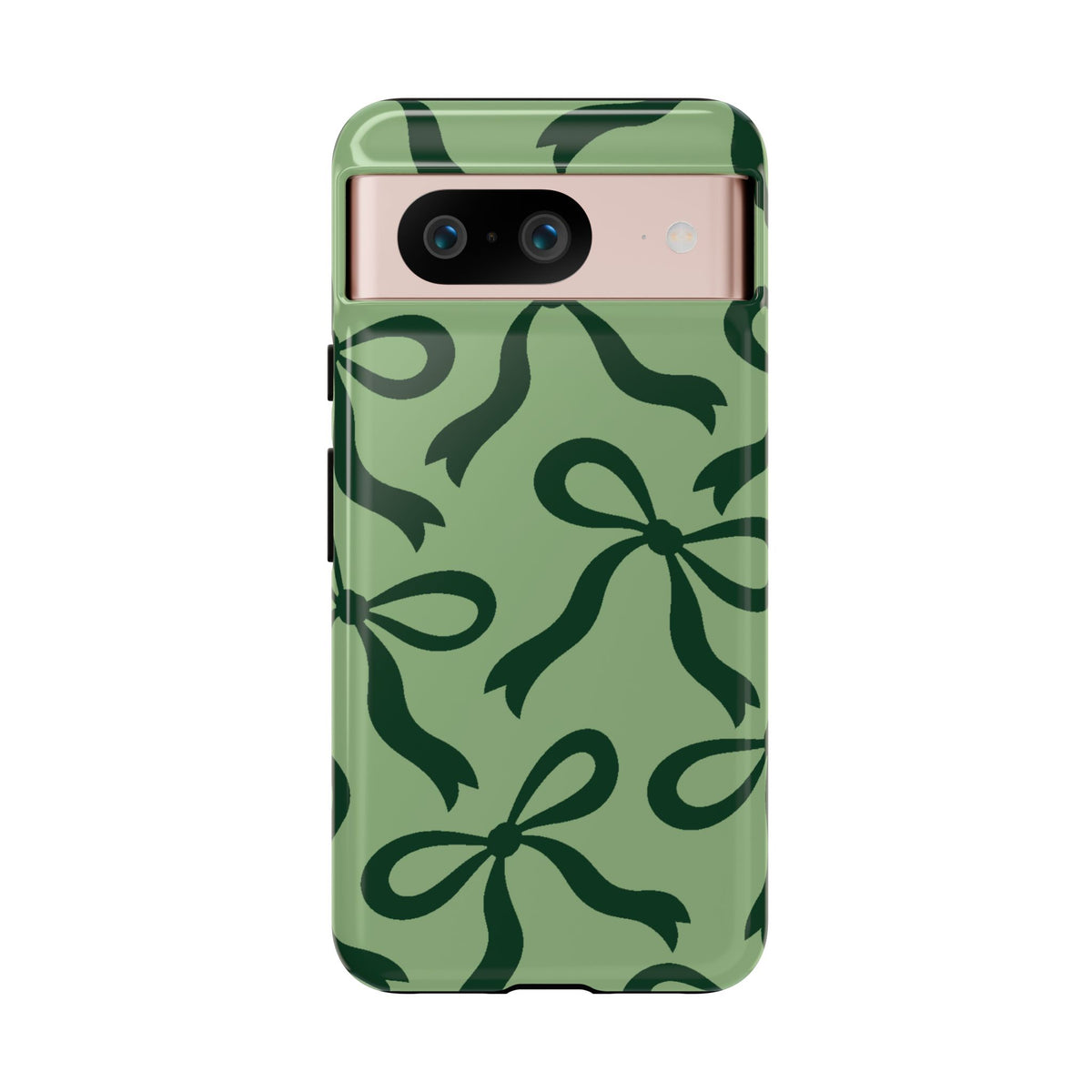 Bold Sage Green and Forest Green Bow Pattern Phone Case - Green Phone Case - Google Pixel 8 / Glossy