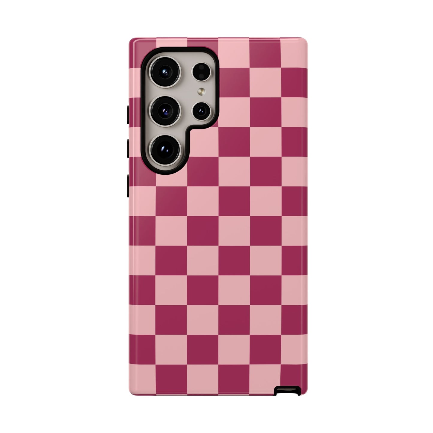 Samsung Galaxy S24 Ultra / Glossy Phone Case - ’Pink Checkered Pattern’ Phone Case