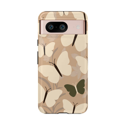 Minimalist Beige Butterfly Pattern Phone Case - Beige Phone Case - Google Pixel 8 / Glossy
