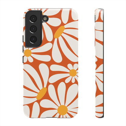Retro Orange Daisy Pattern Phone Case - Orange Phone Case - Samsung Galaxy S22 / Glossy