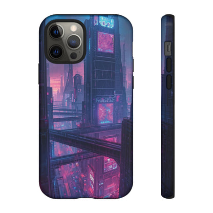 Neon Cyberpunk Megacity Sci-fi Phone Case - Blue Phone Case - iPhone 12 Pro / Glossy