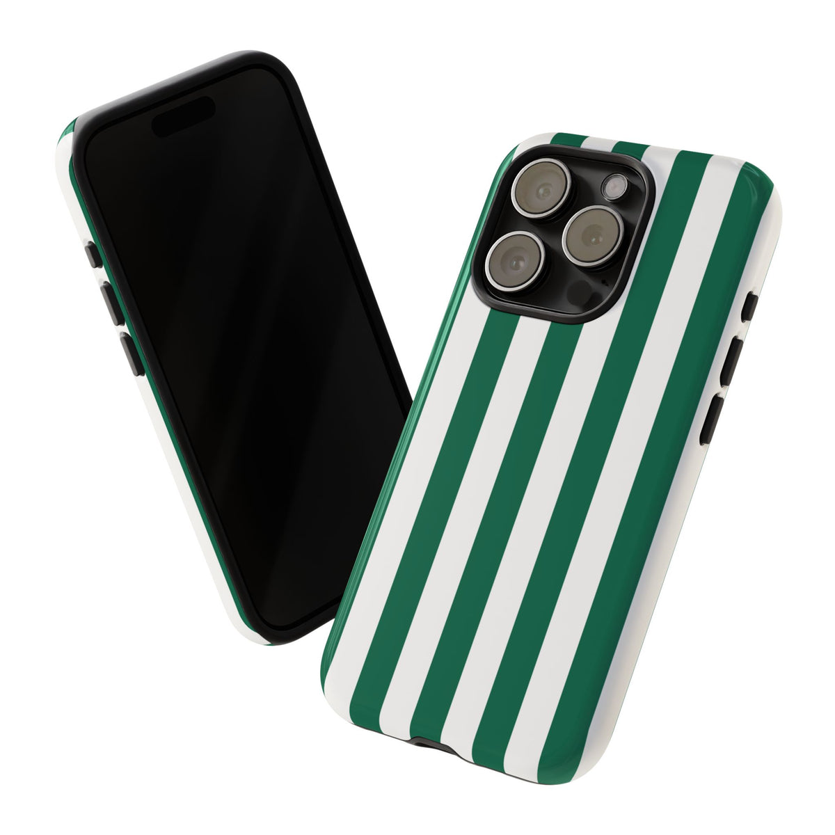 Simple Green & White Stripe Pattern Phone Case - Green Phone Case