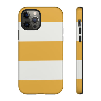 iPhone 12 Pro / Glossy Phone Case - Yellow & White Horizontal Stripe Pattern Phone Case