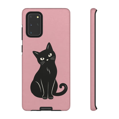 Minimalist Blush Pink & Black Cat Phone Case
