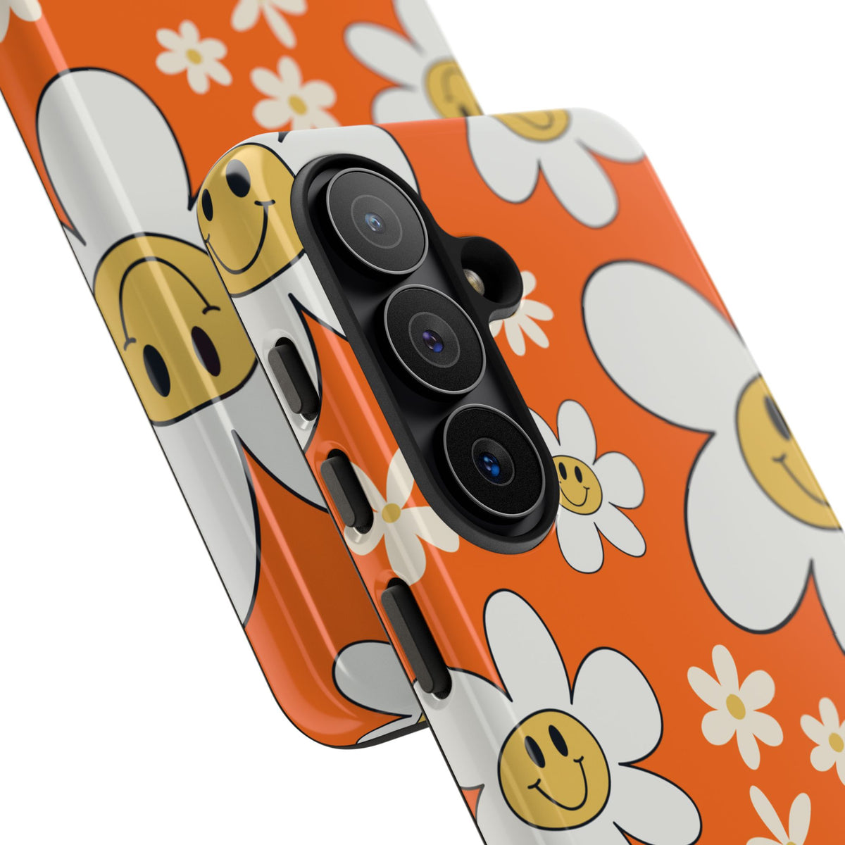 Fun Retro Daisy Pattern with Orange Background Phone Case - Orange Phone Case