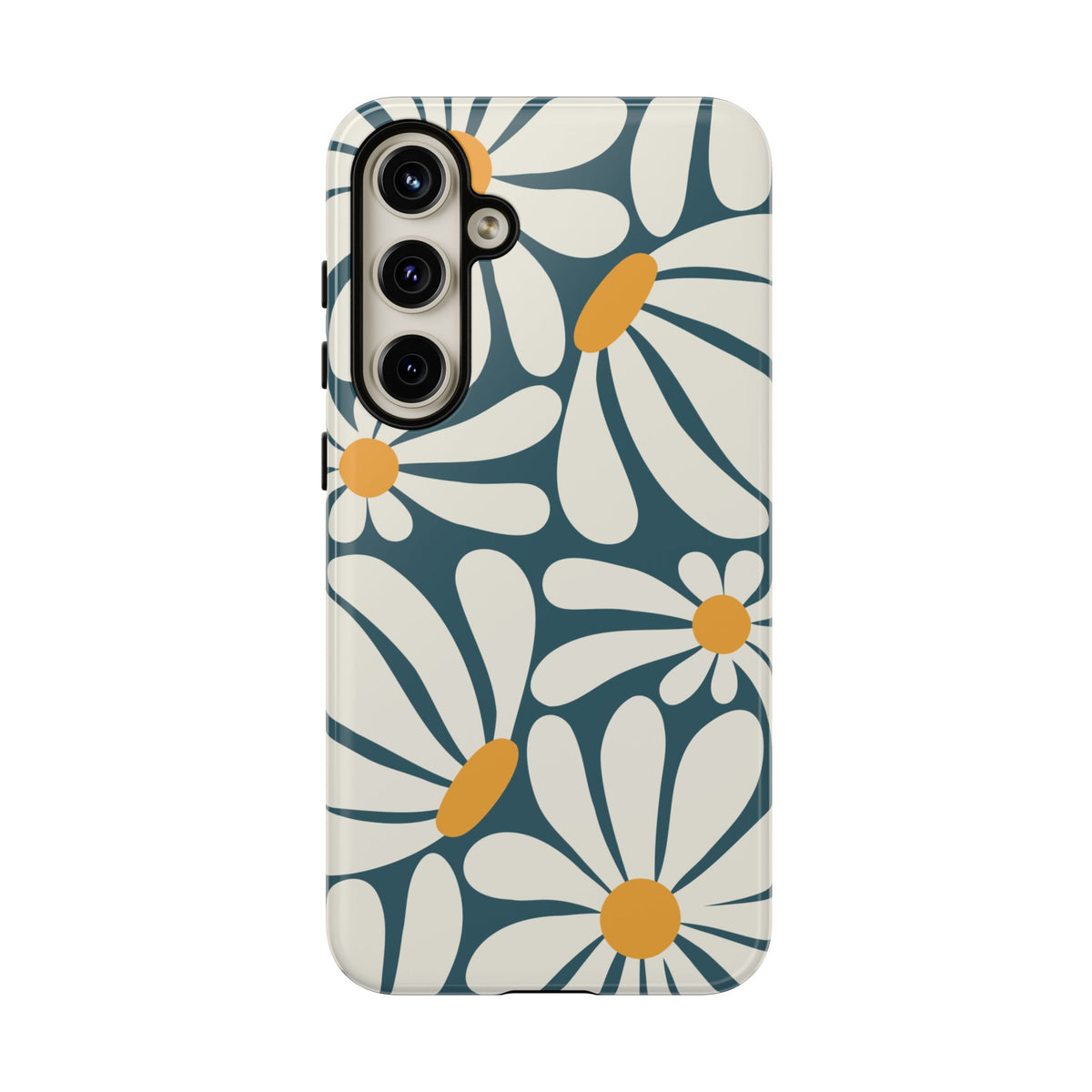 Retro Blue Daisy Pattern Phone Case - Blue Phone Case - Samsung Galaxy S24 Plus / Glossy