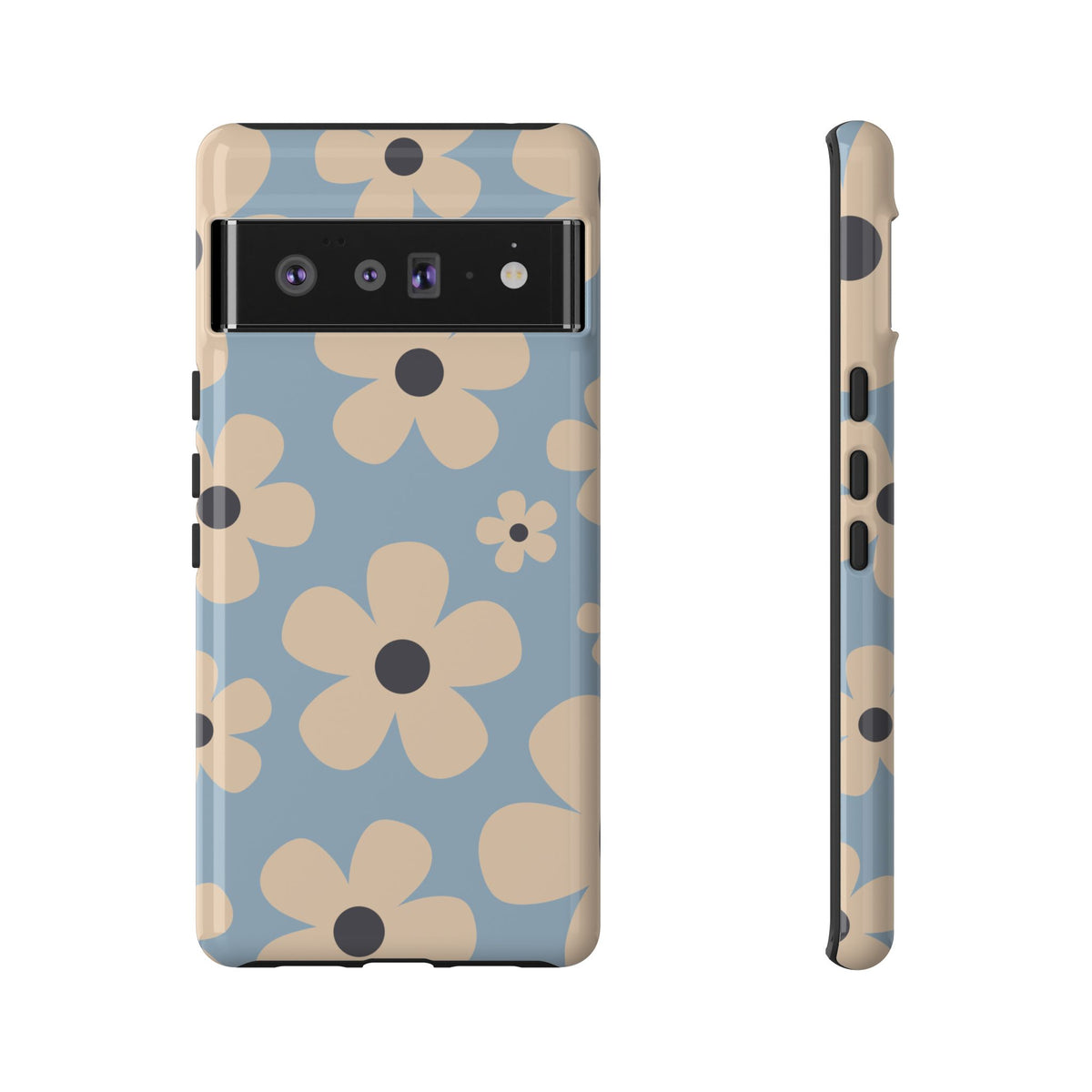 Cute Light Blue & Cream Daisy Pattern Phone Case - Blue Phone Case - Google Pixel 6 Pro / Glossy