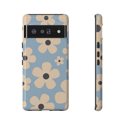 Cute Light Blue & Cream Daisy Pattern Phone Case - Blue Phone Case - Google Pixel 6 Pro / Glossy
