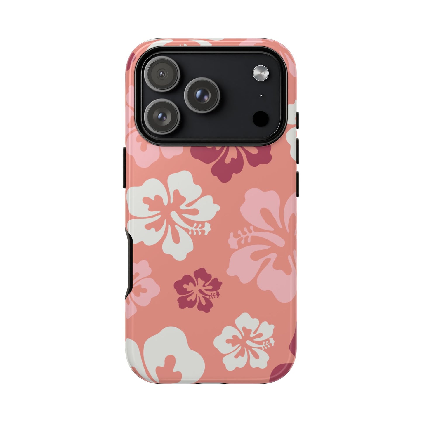 iPhone 17 Pro / Glossy Phone Case - ’Pink Hibiscus Retro Pattern #3’ Phone Case