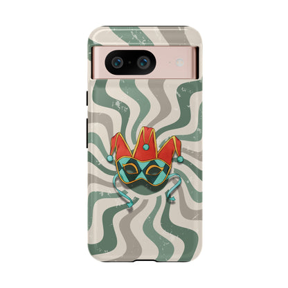 Google Pixel 8 / Glossy Phone Case - Venetian Jester Mask – Green Retro Soft Revival Phone Case