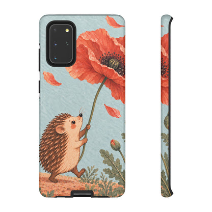 Whimsical Pale Blue Hedgehog and Poppy Phone Case - Blue Phone Case - Samsung Galaxy S20+ / Glossy