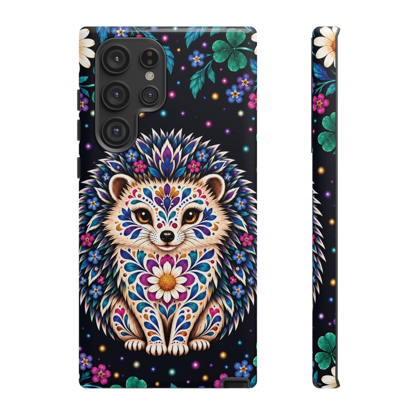 Vibrant Purple and Teal Calavera Hedgehog Phone Case - Multicolor Phone Case - Samsung Galaxy S22 Ultra / Glossy