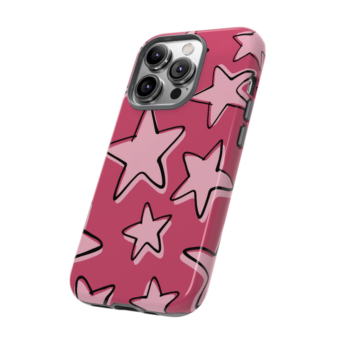 Raspberry Pink Doodle Star Phone Case