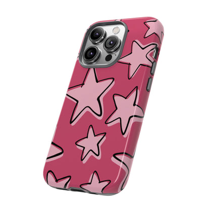 Raspberry Pink Doodle Star Phone Case