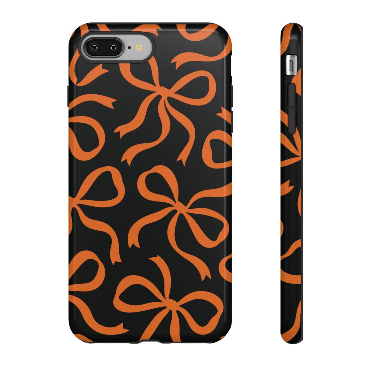 Bold Black and Burnt Orange Bow Pattern Phone Case