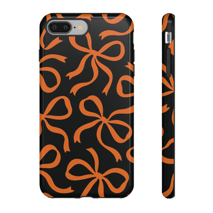 Bold Black and Burnt Orange Bow Pattern Phone Case