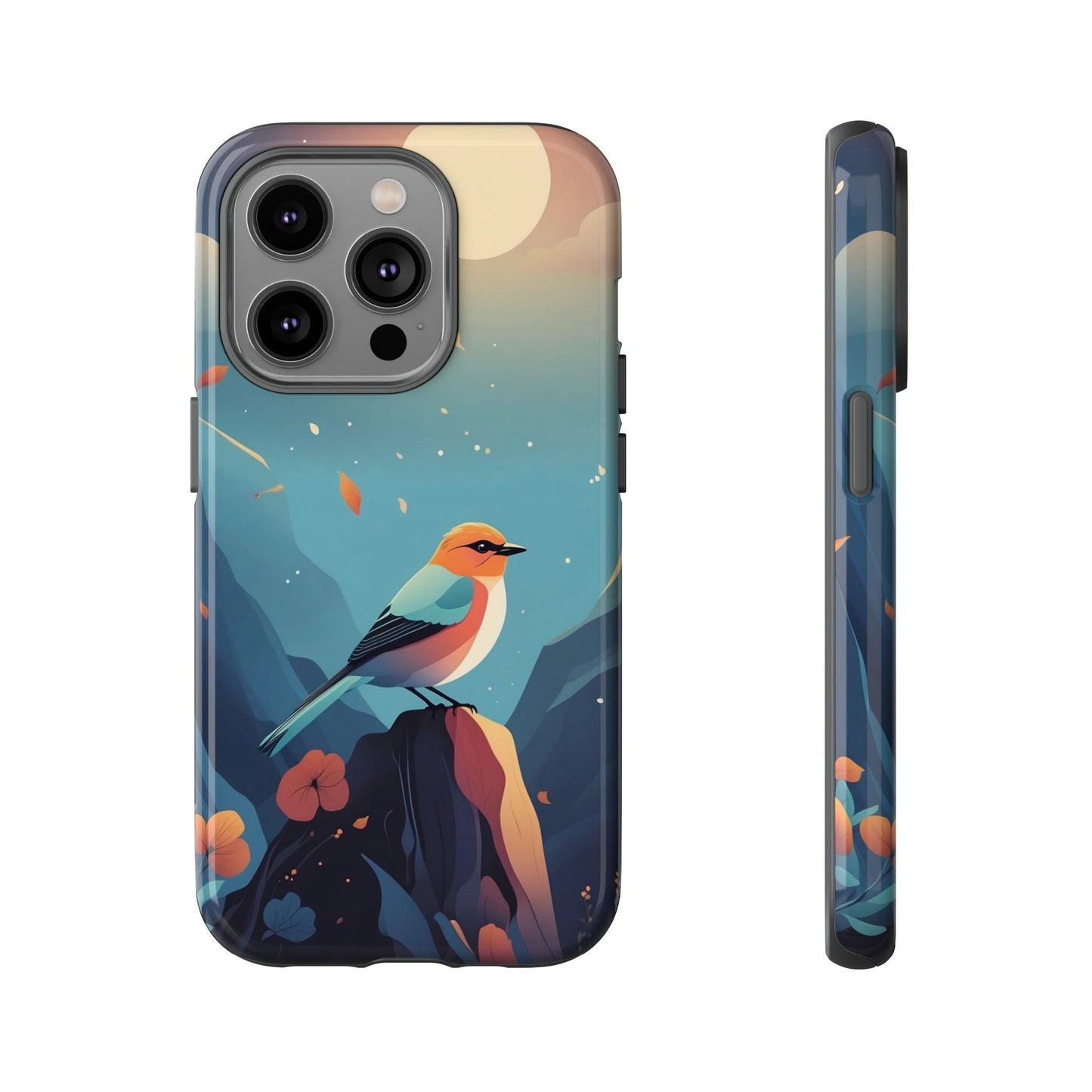 iPhone 14 Pro / Glossy Phone Case - Stylised Bird Design Phone Case