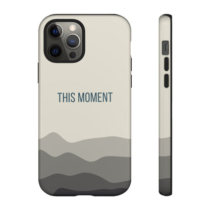 iPhone 12 Pro / Glossy Phone Case - Minimalist Cream Waves ’This Moment’ Statement Phone Case