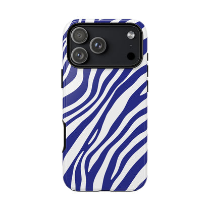 Modern Electric Blue Zebra Print Phone Case