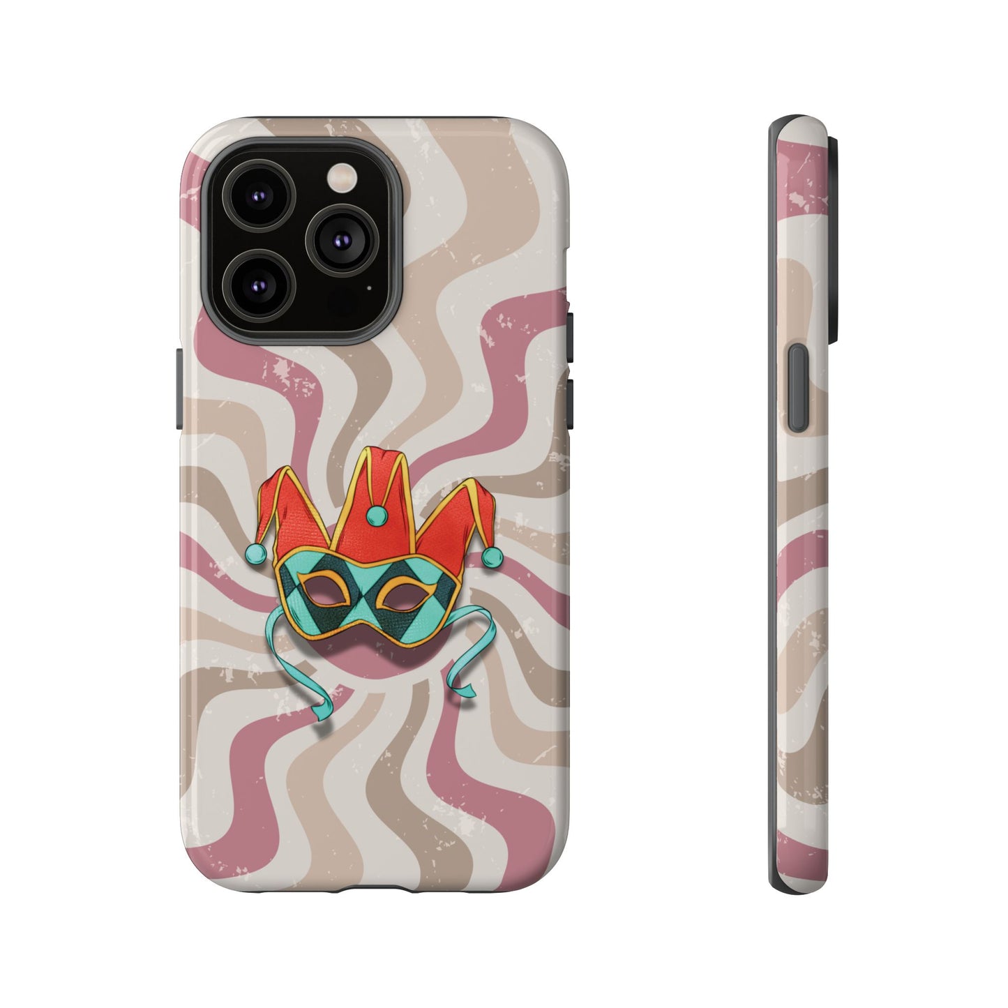 Venetian Jester Mask – Pink Retro Soft Revival Phone Case - Pink Phone Case - iPhone 14 Pro Max / Glossy