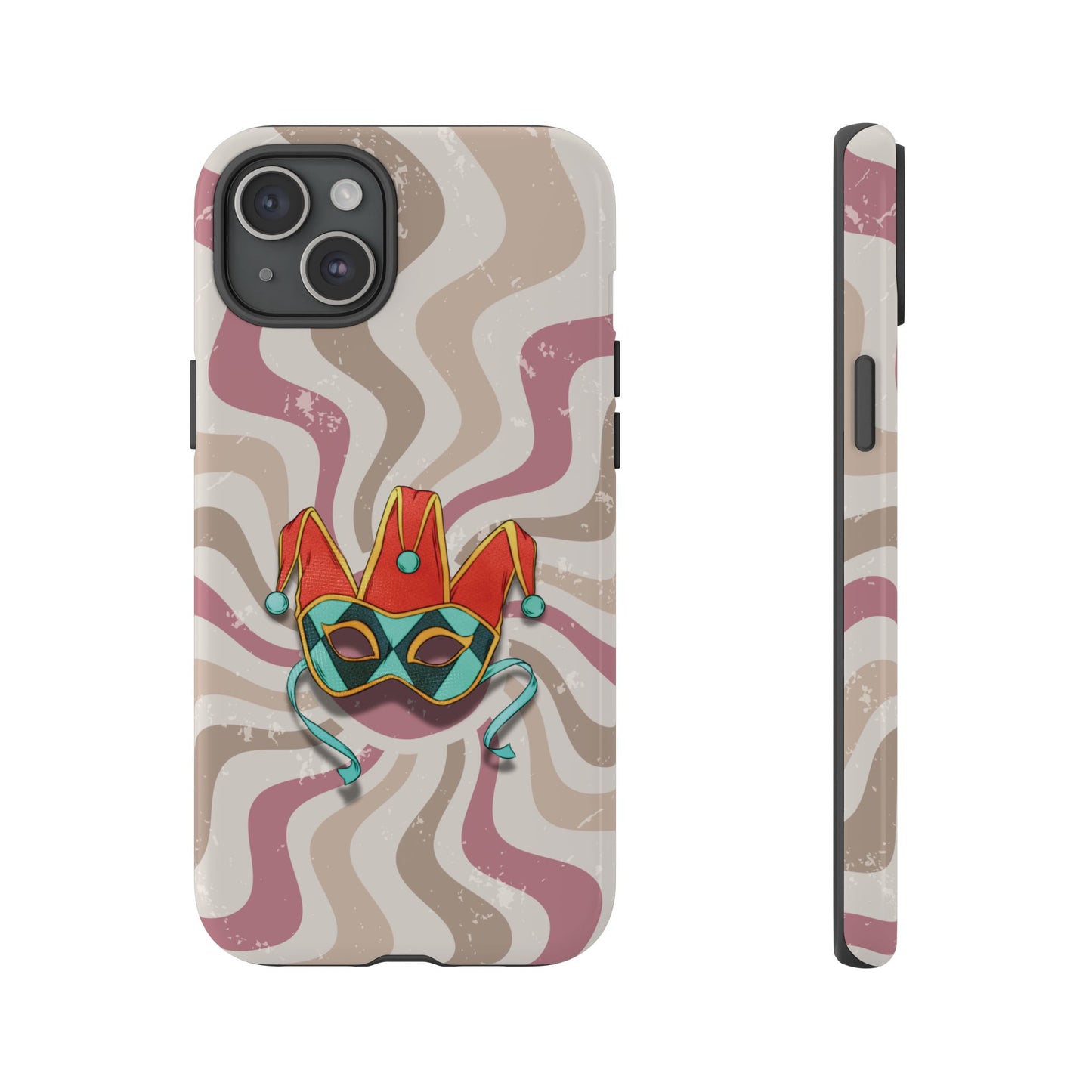 Venetian Jester Mask – Pink Retro Soft Revival Phone Case - Pink Phone Case - iPhone 15 Plus / Glossy