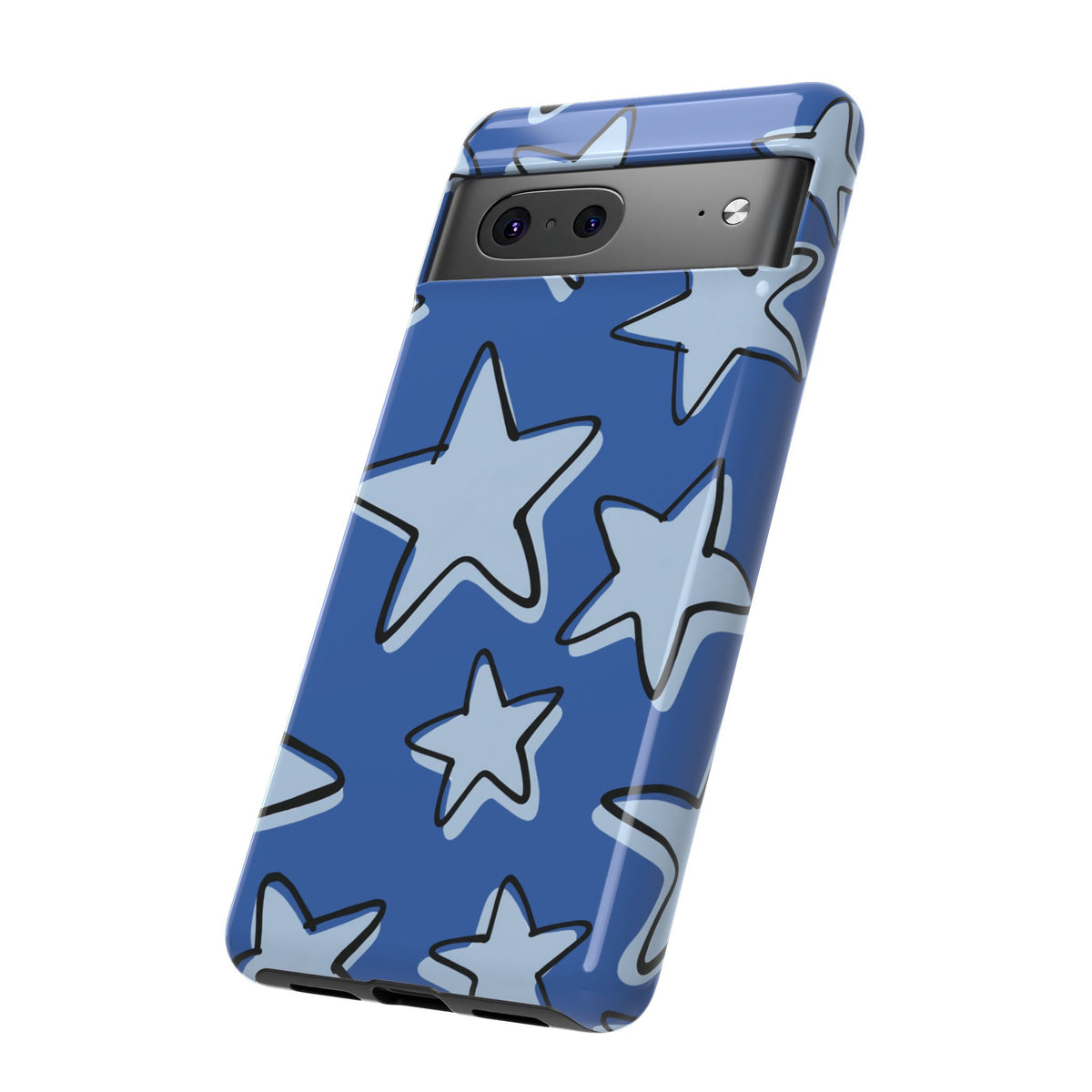Cobalt Blue Doodle Star Phone Case