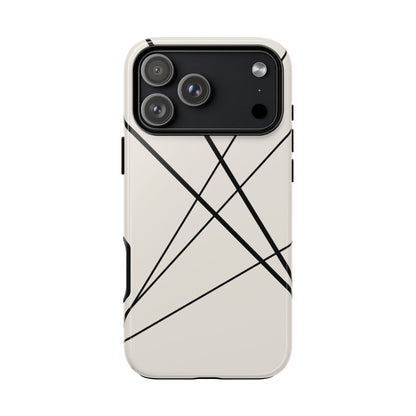 Abstract White with Black Lines Phone Case - White Phone Case - iPhone 17 Pro Max / Glossy