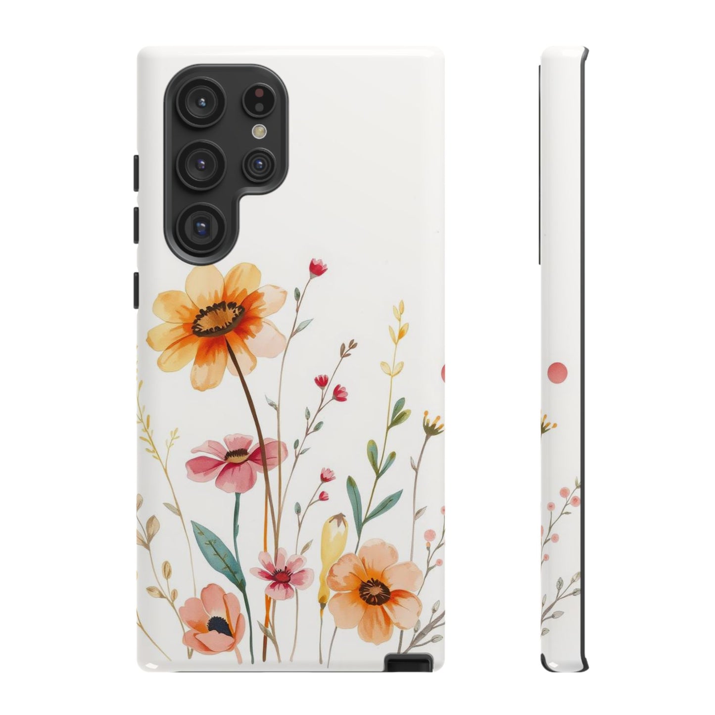 Samsung Galaxy S22 Ultra / Glossy Phone Case - Boho Chic Watercolour Wild Blooms Pattern Phone Case
