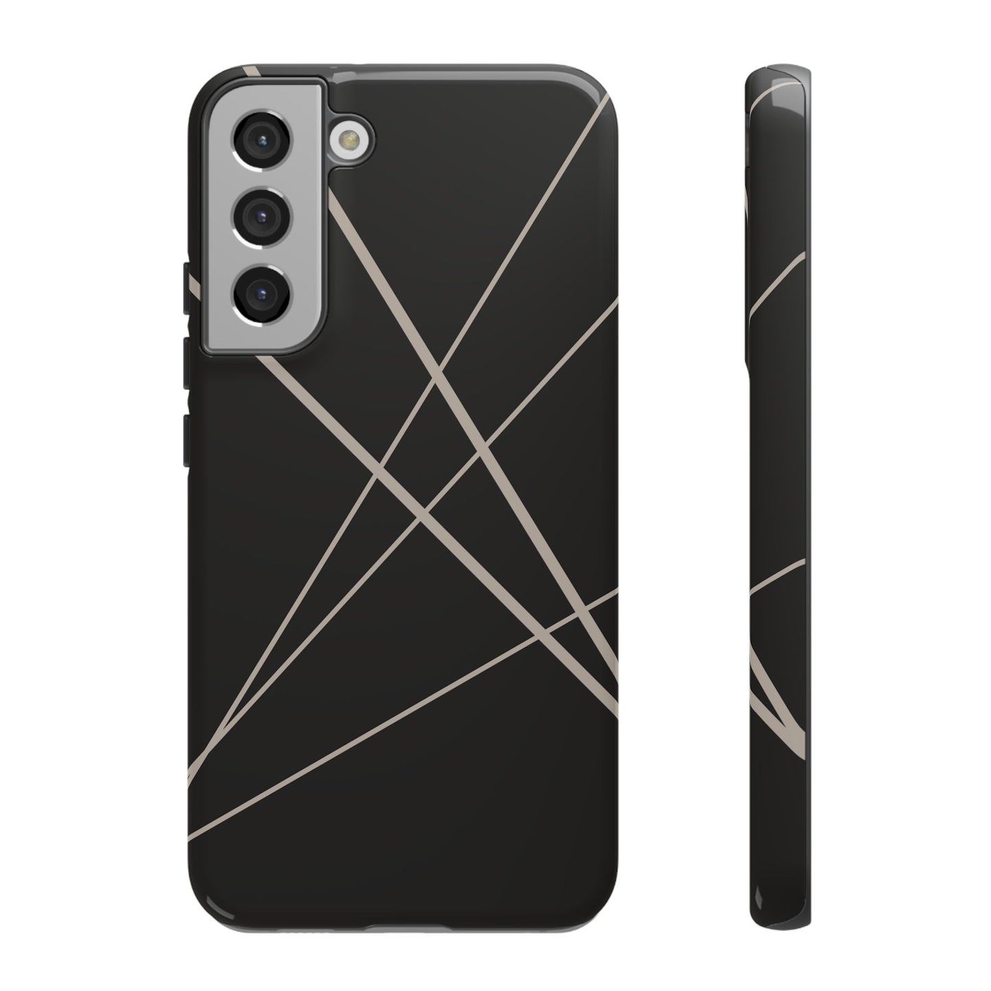 Samsung Galaxy S22 Plus / Glossy Phone Case - Abstract Black with Grey Lines Phone Case