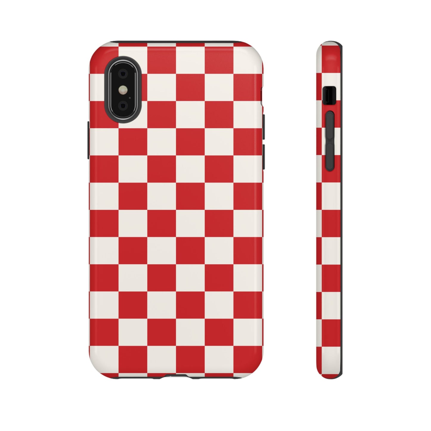 iPhone X / Glossy Phone Case - ’Red Checkered Pattern’ Phone Case