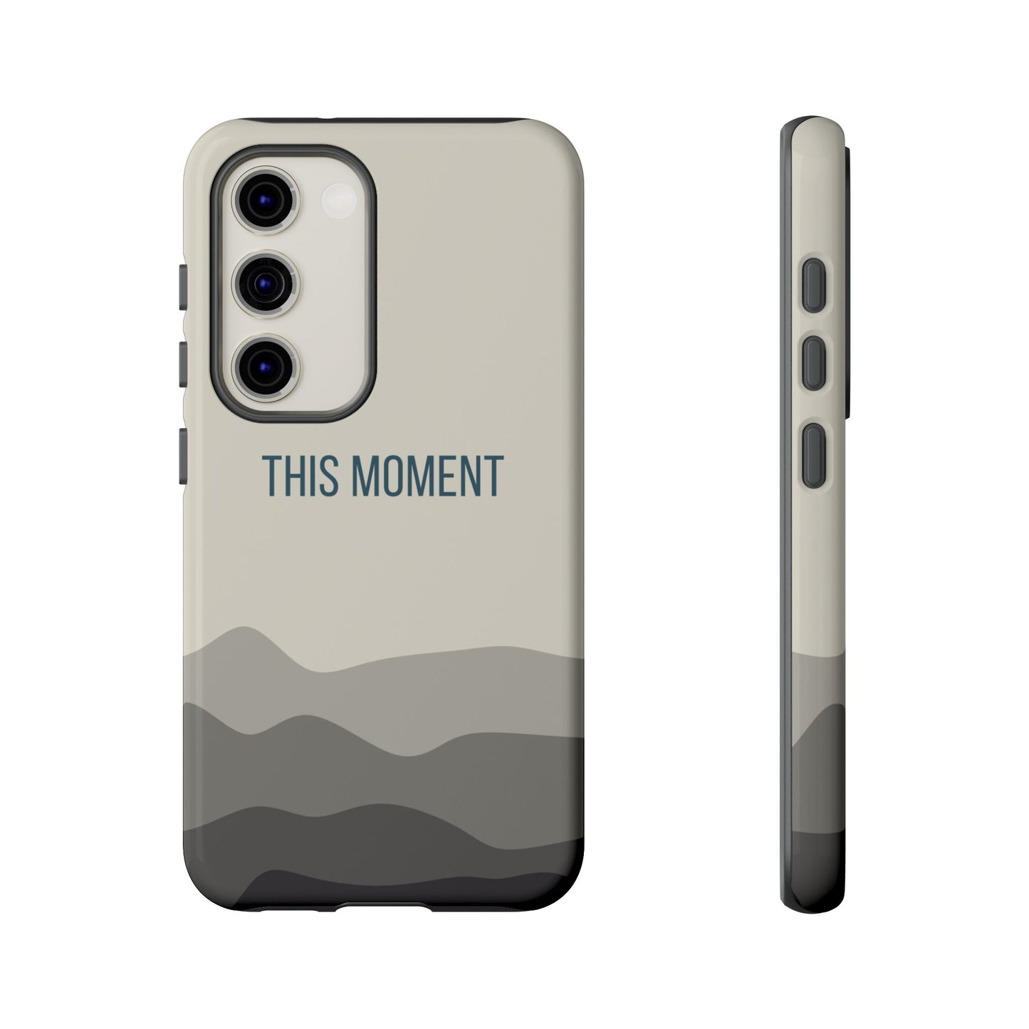 Samsung Galaxy S23 / Glossy Phone Case - Minimalist Cream Waves ’This Moment’ Statement Phone Case