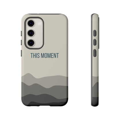 Samsung Galaxy S23 / Glossy Phone Case - Minimalist Cream Waves ’This Moment’ Statement Phone Case