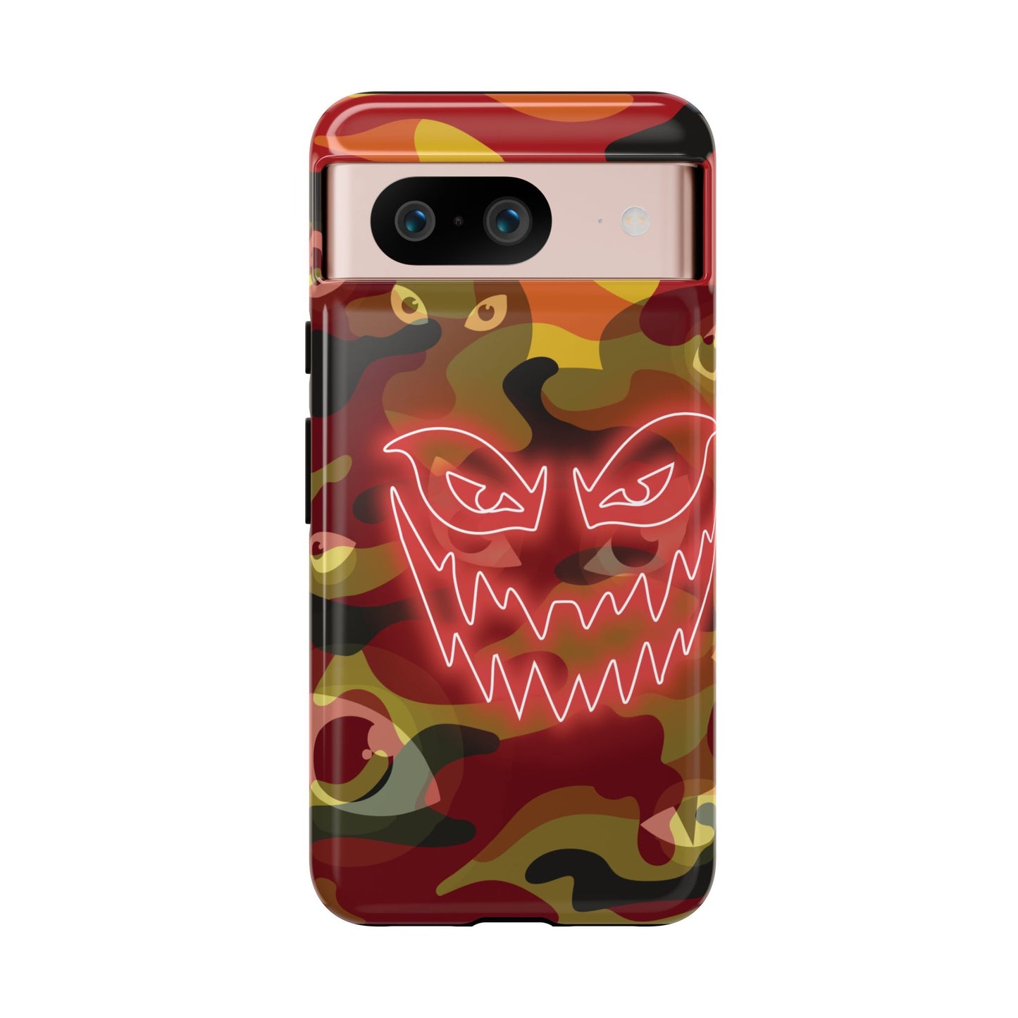 Inferno Neon Face Camo Phone Case - Red Phone Case - Google Pixel 8 / Glossy