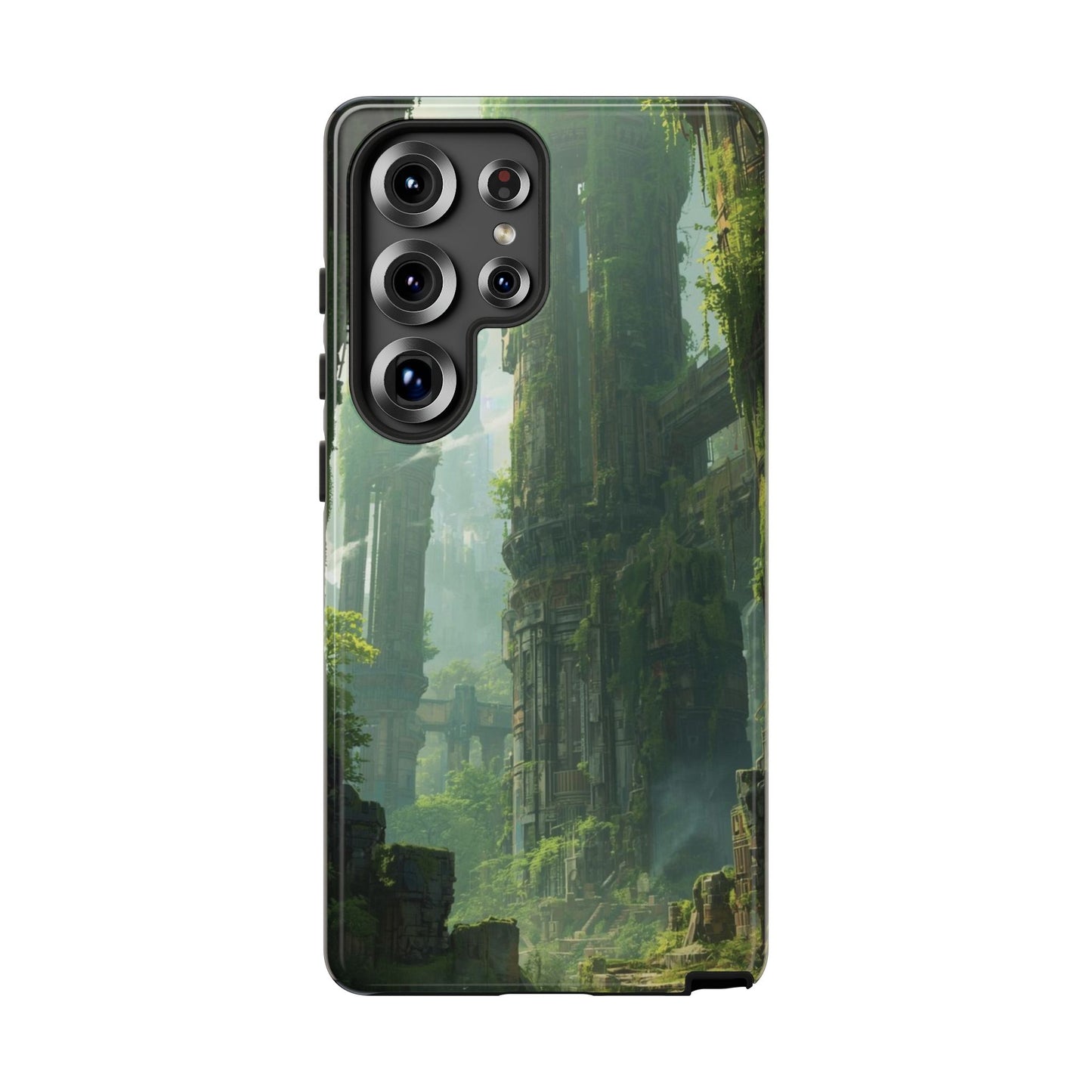 Samsung Galaxy S25 Ultra / Glossy Phone Case - Overgrown Future Ruins Sci-fi Phone Case
