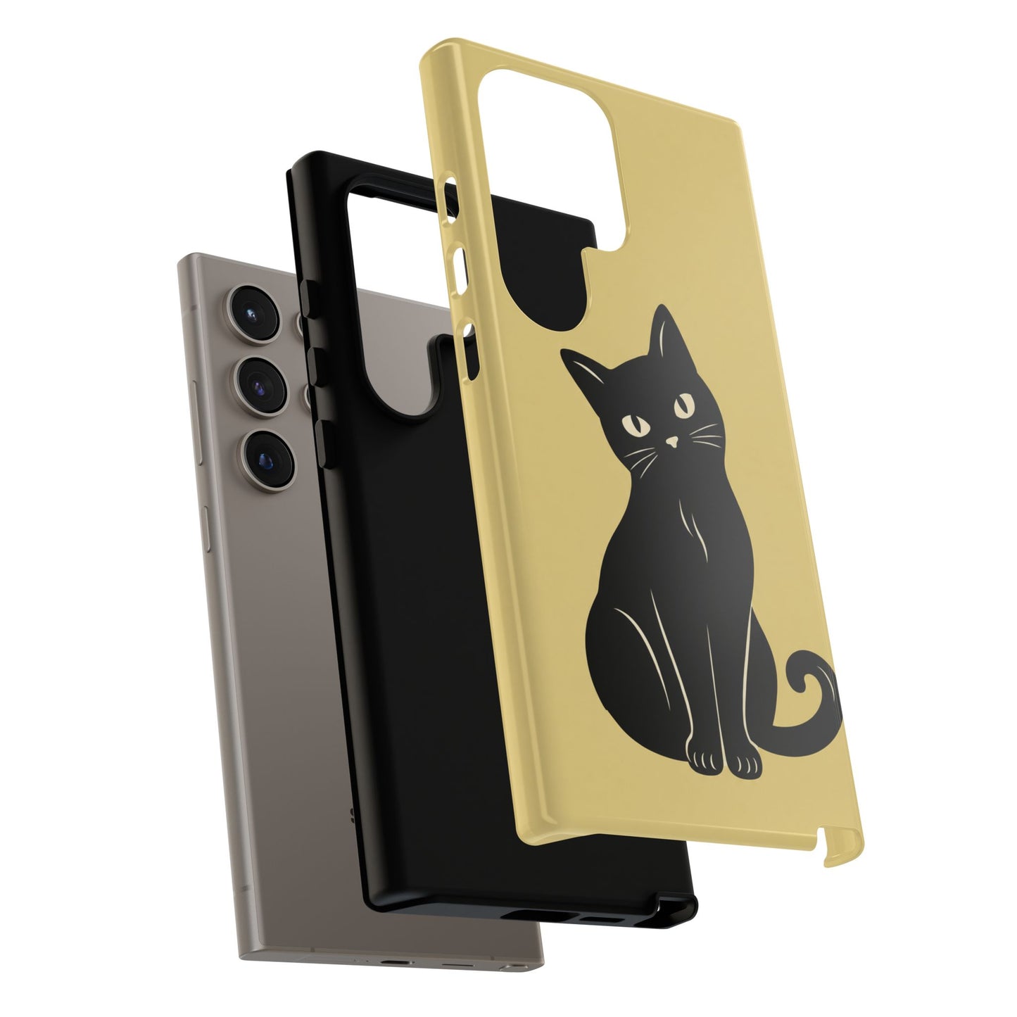 Minimalist Butter Yellow & Black Cat Phone Case